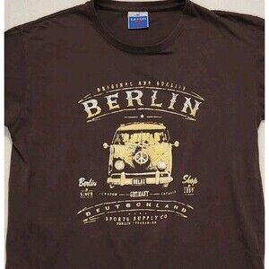 Safon Berlin Medium Graphic Tshirt Brown 100% Cotton Measurments in Description
